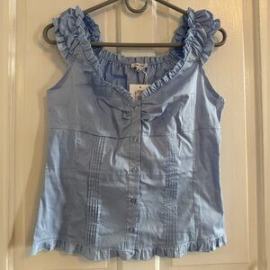 Love Tree Light Blue Ruffle Top